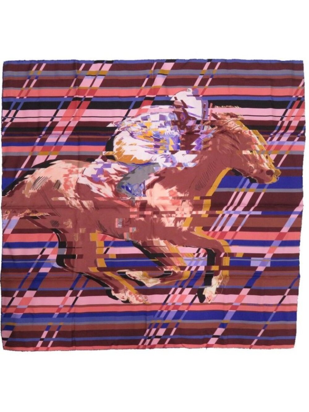 Hermes Carre 90 Photo Finish Silk Brown Purple Pink Scarf